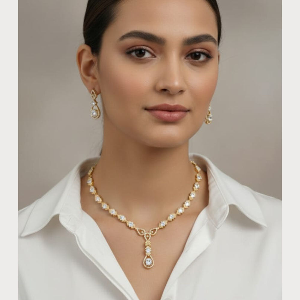 ZF Collection Luxury American Diamond Necklace Set