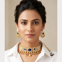 ZF Collection Elegant Pota Stone And Pearl Choker Necklace Set