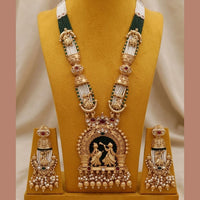 ZF Collection Royal Austrian Stone And Pearl Temple Long Necklace Set