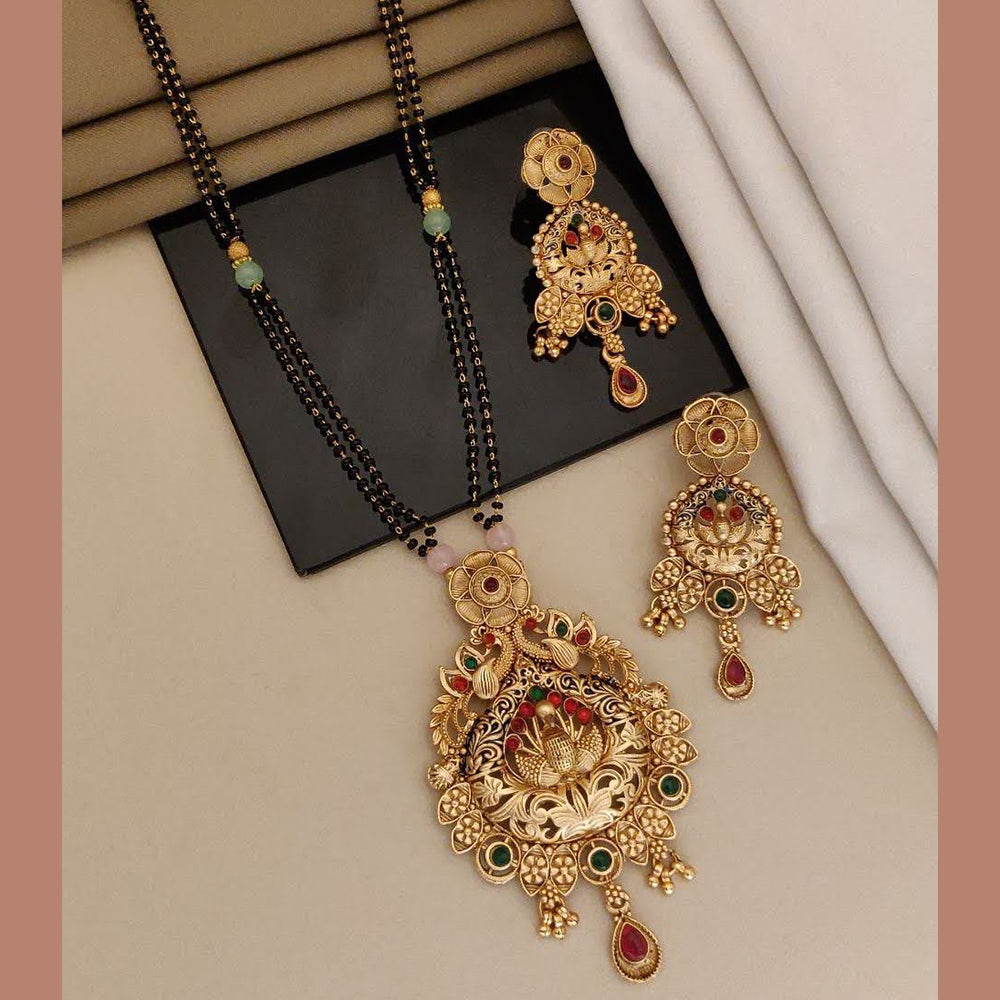 ZF Collection Stylish Pota Stone And Black Pearl Manglasutra 