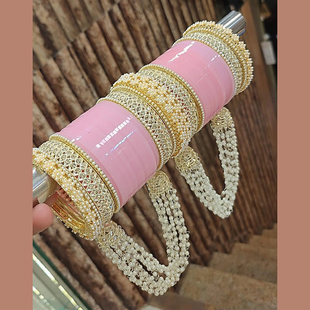 ZF Collection Designer Austrian Stone And Pearl Bridal Bangles Set