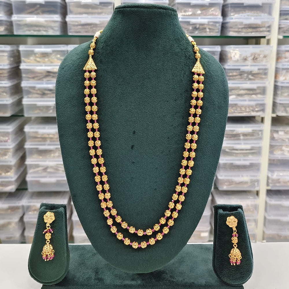 ZF Collection Traditional Beads Double Layer Long Necklace Set 