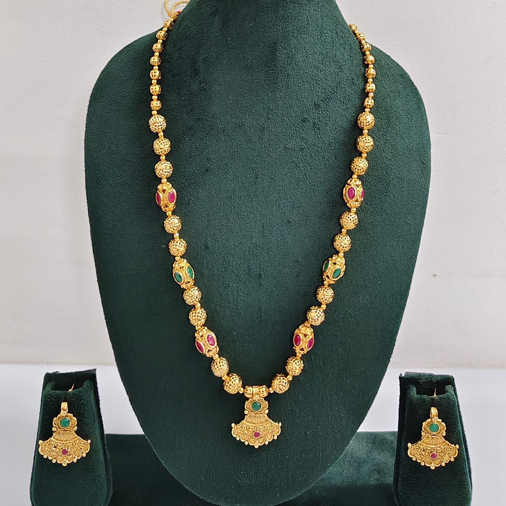 ZF Collection Traditional Pota Stone And Beads Long Necklace Set 