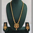 ZF Collection Traditional Pota Stone And Beads Temple Long Necklace Set 