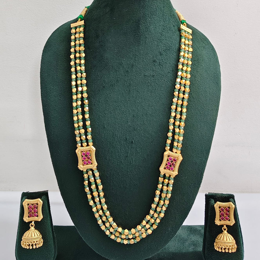 ZF Collection Traditional Pota Stone And Beads Long Necklace Set 