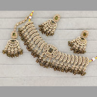 ZF Collection Stylish Crystal Stone And Beads Choker Necklace Set