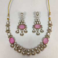 ZF Collection Festive Wear Polki Kundan Stone Necklace Set 