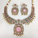 ZF Collection Festive Wear Polki Kundan Stone And Pearl Necklace Set 