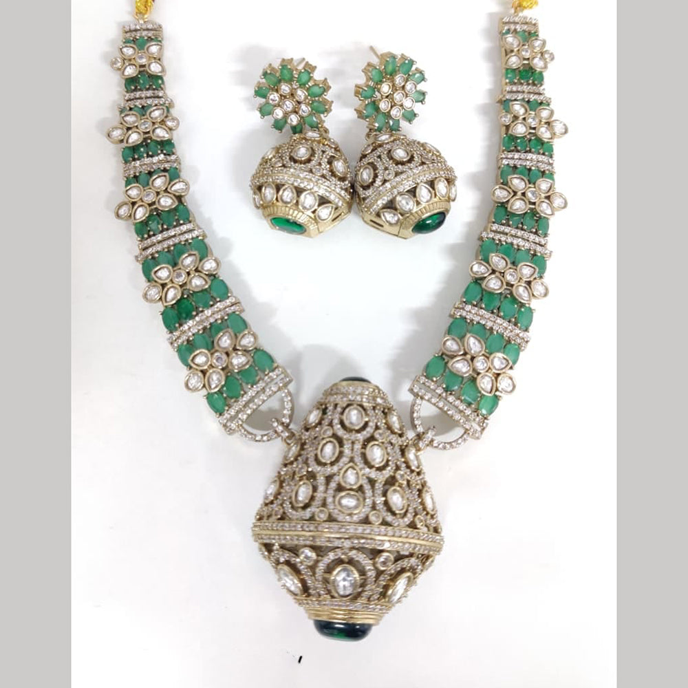 ZF Collection Festive Wear Polki Kundan Stone Necklace Set 