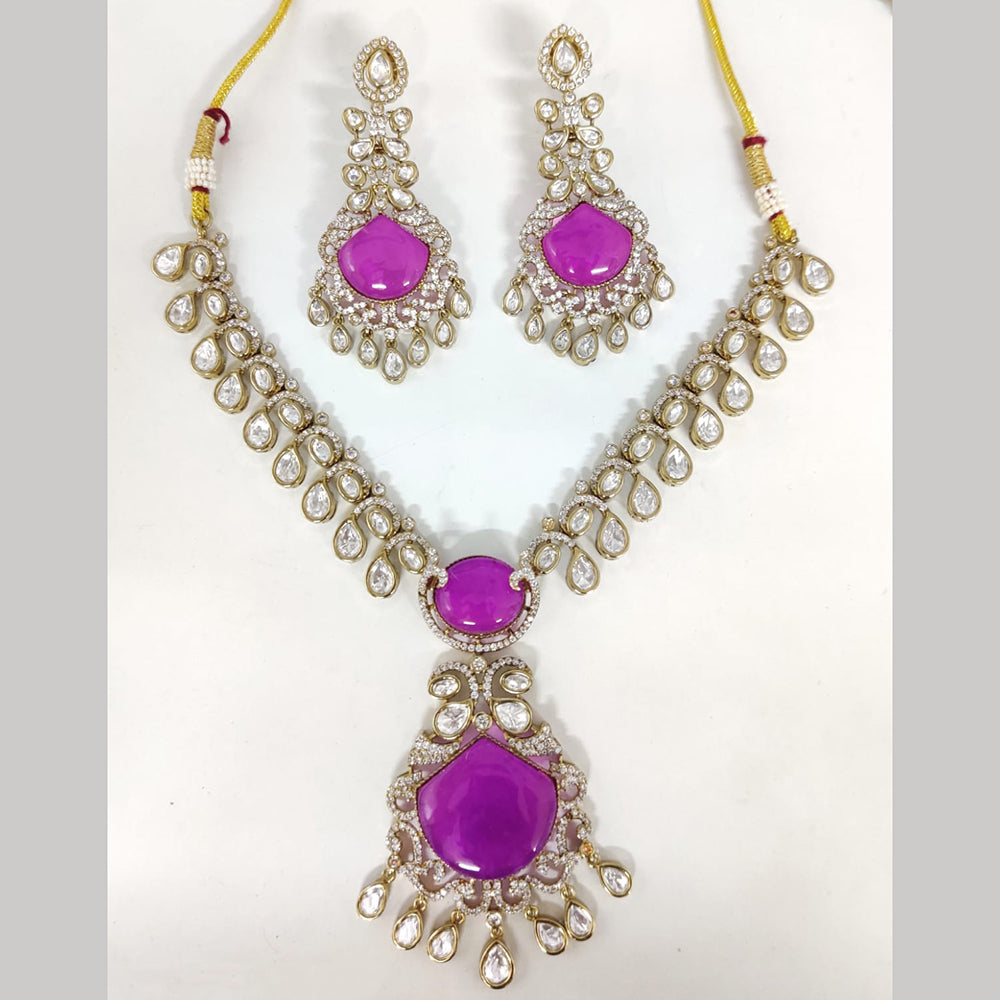 ZF Collection Festive Wear Polki Kundan Stone Necklace Set 
