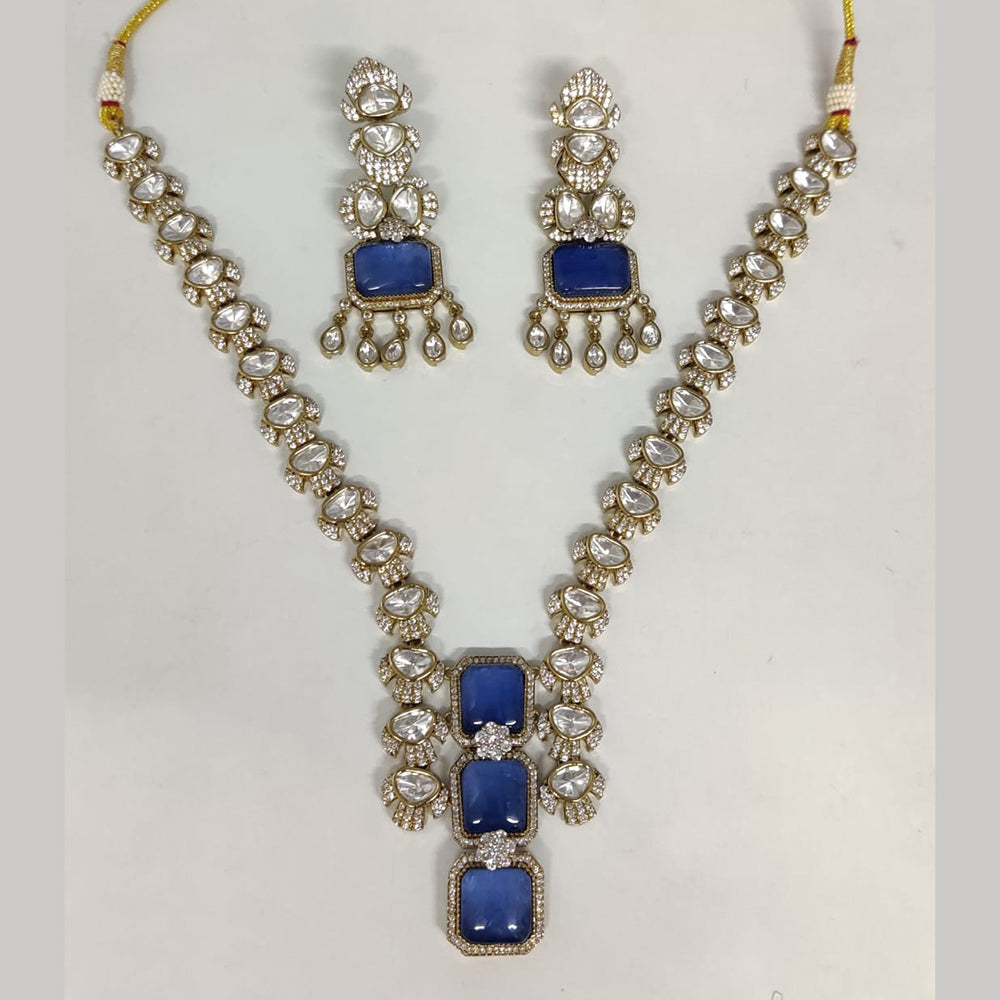 ZF Collection Festive Wear Polki Kundan Stone Necklace Set 