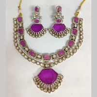 ZF Collection Festive Wear Polki Kundan Stone Necklace Set 