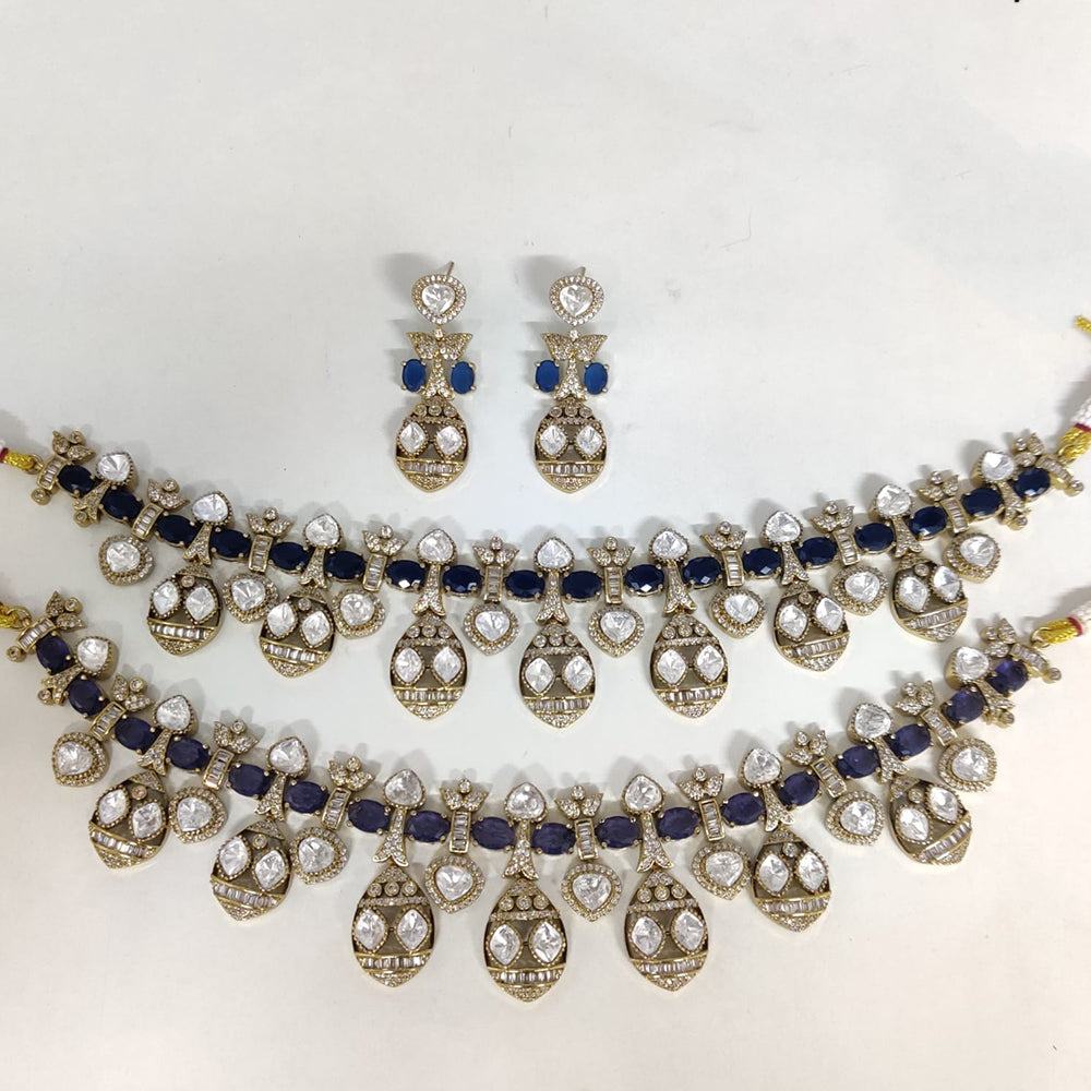 ZF Collection Festive Wear Polki Kundan Stone Necklace Set 