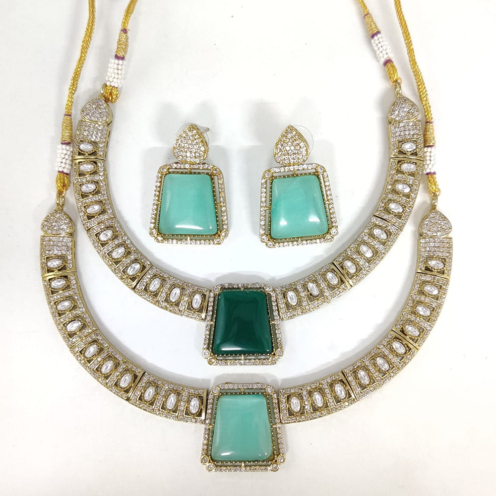 ZF Collection Festive Wear Polki Kundan Stone Necklace Set 