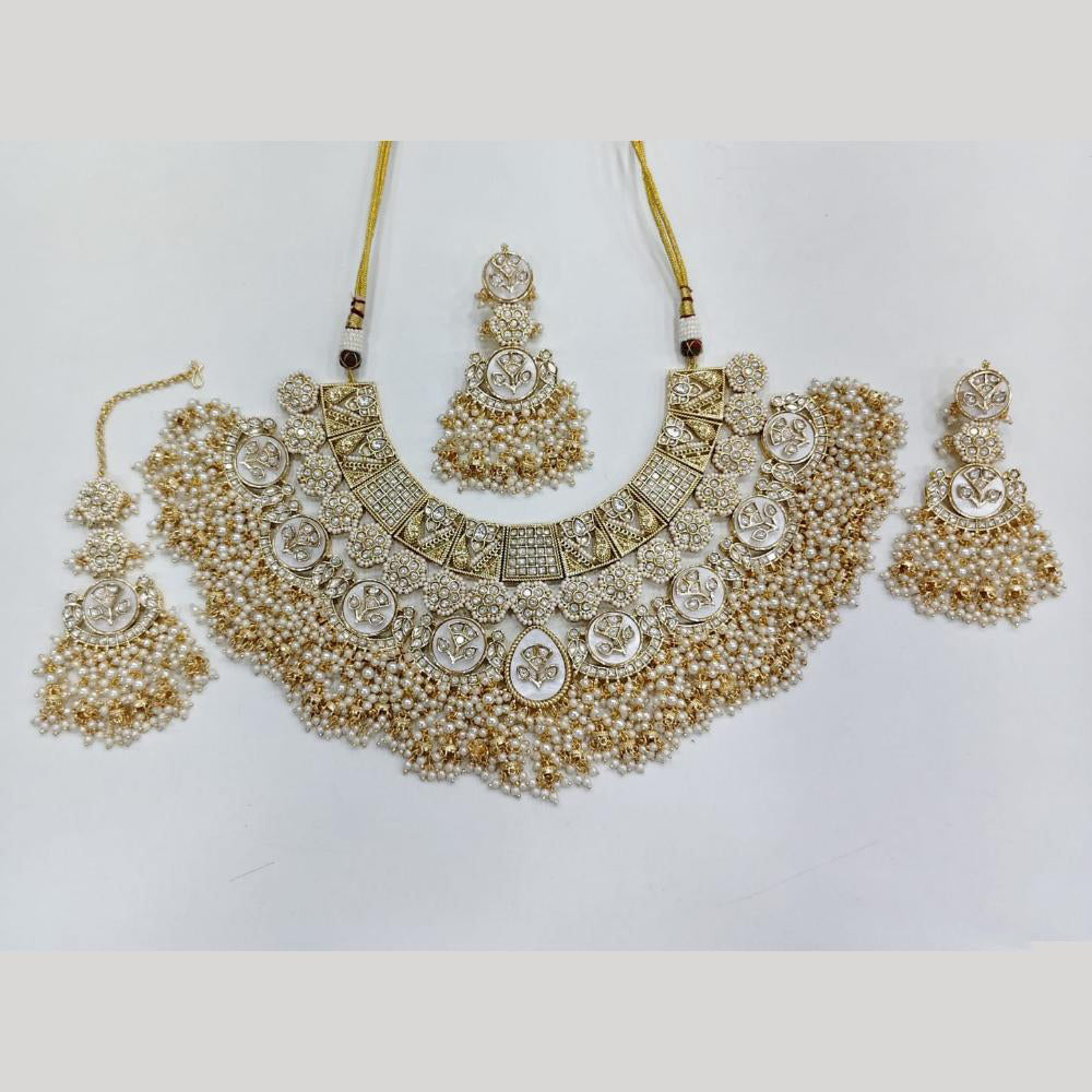 ZF Collection Festive Wear Polki Kundan Stone And Pearl Necklace Set