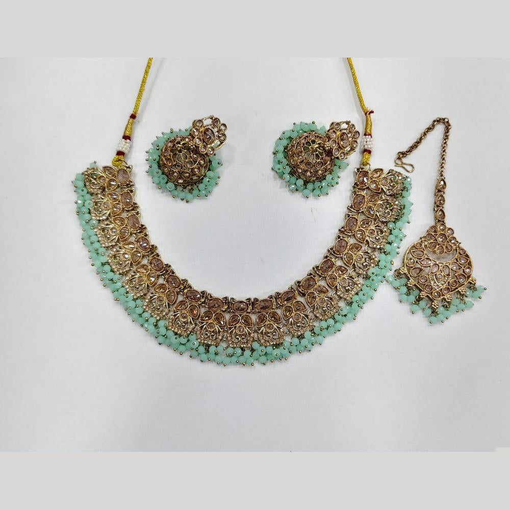 ZF Collection Glamorous Crystal Stone And Beads Necklace Set 