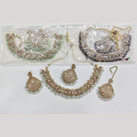 ZF Collection Glamorous Crystal Stone And Pearl Necklace Set 