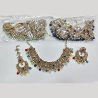 ZF Collection Glamorous Crystal Stone And Beads Necklace Set 
