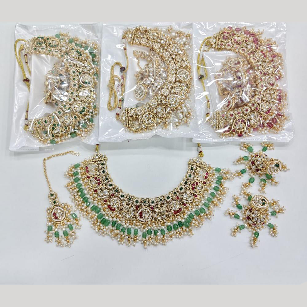 ZF Collection Glamorous Pota Stone And Pearl Necklace Set 