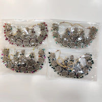 ZF Collection Glamorous Crystal Stone And Pearl Necklace Set