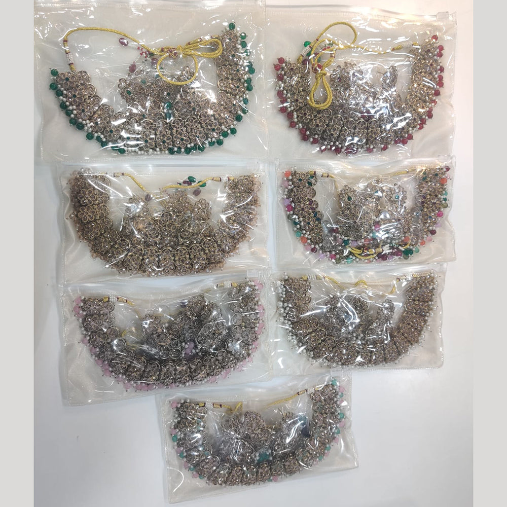 ZF Collection Glamorous Crystal Stone And Pearl Necklace Set