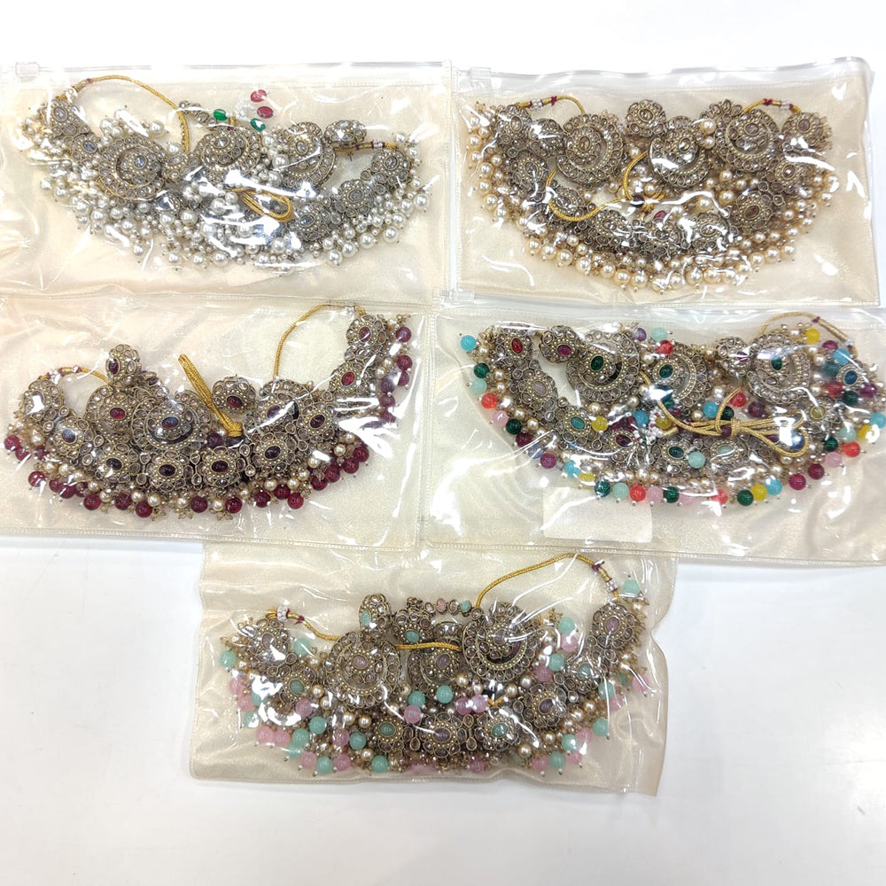 ZF Collection Glamorous Crystal Stone And Pearl Necklace Set