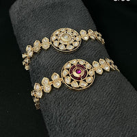 ZF Collection Designer Polki Kundan Stone And Pearl Bracelet