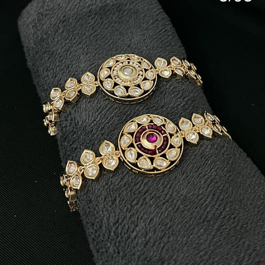 ZF Collection Designer Polki Kundan Stone And Pearl Bracelet