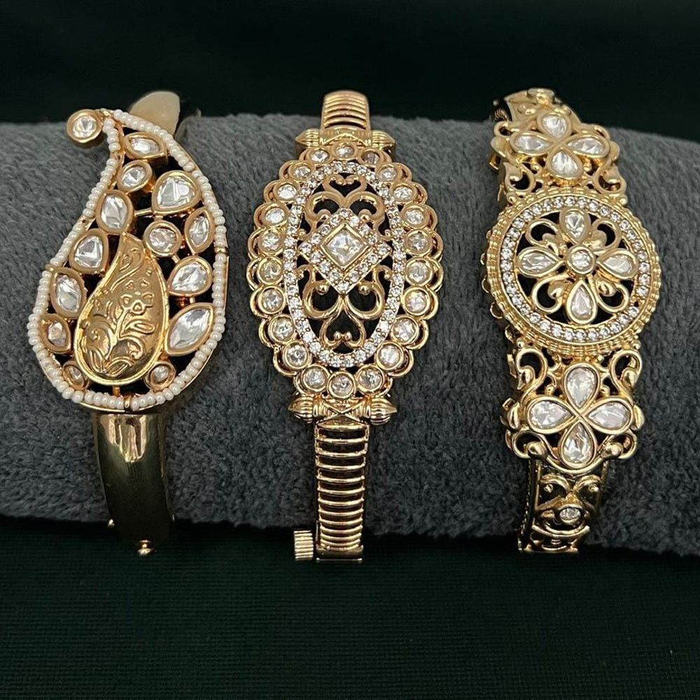 ZF Collection Designer Polki Kundan Stone Bracelet (1 Piece Only)