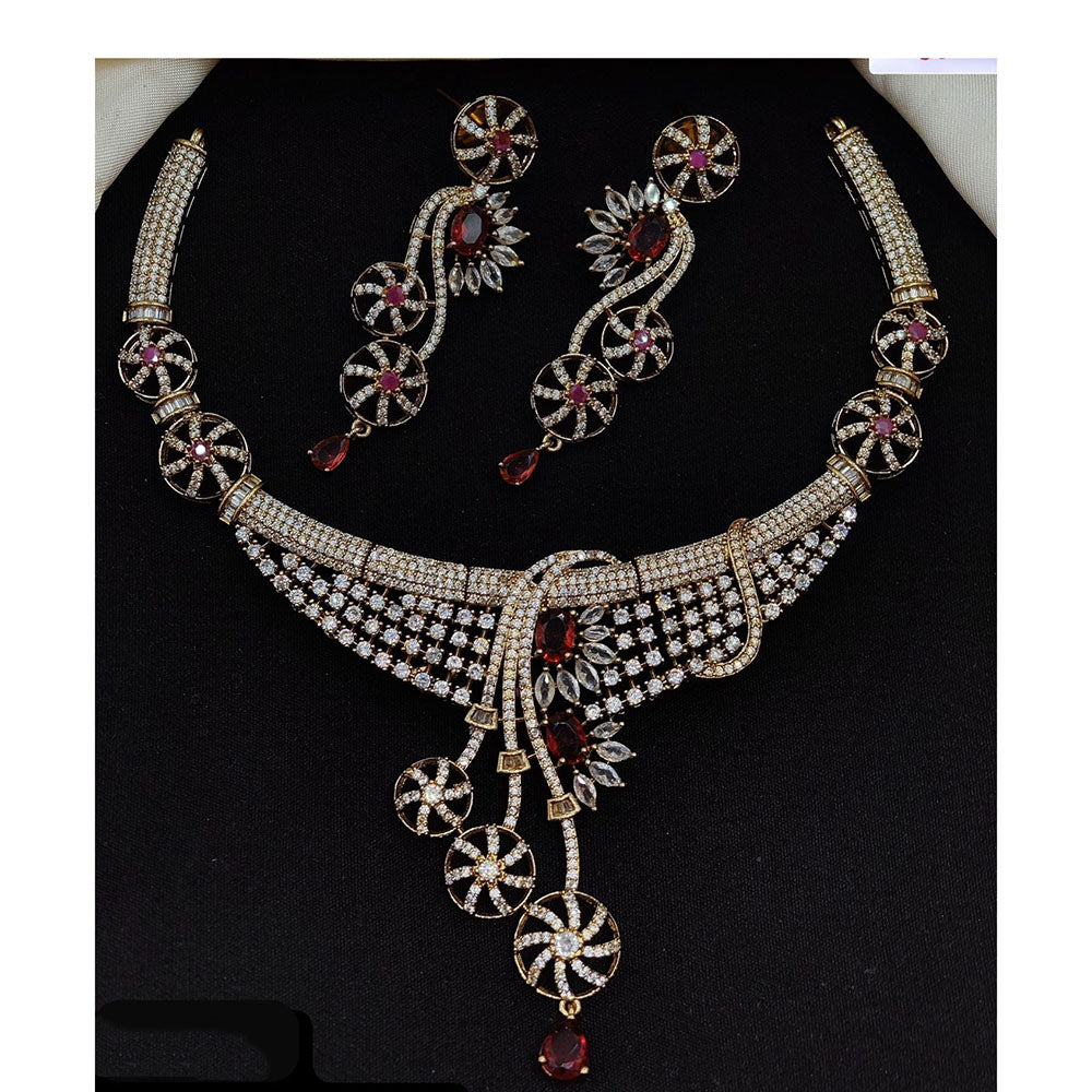 Ridhi Art Jewellery Classic American Diamond Statement Necklace Set
