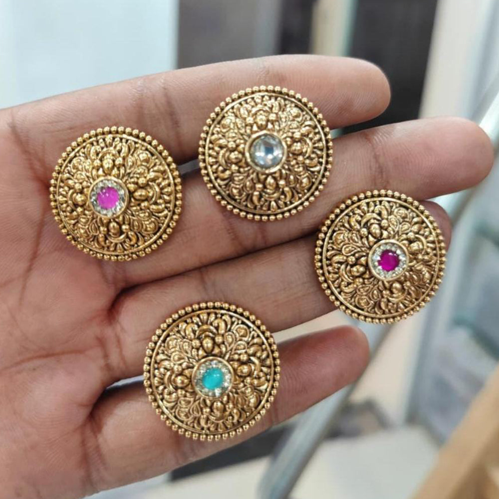 Ridhi Art Jewellery Traditional Pota Stone Finger Ring