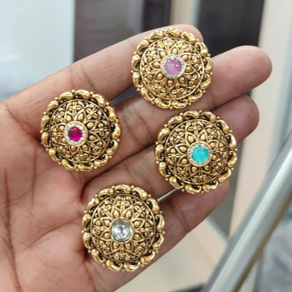 Ridhi Art Jewellery Traditional Pota Stone Finger Ring