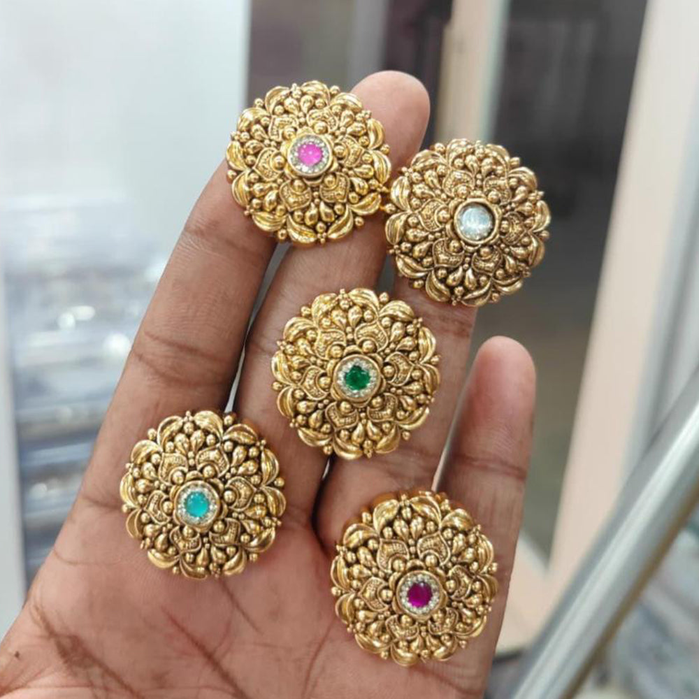 Ridhi Art Jewellery Traditional Pota Stone Finger Ring