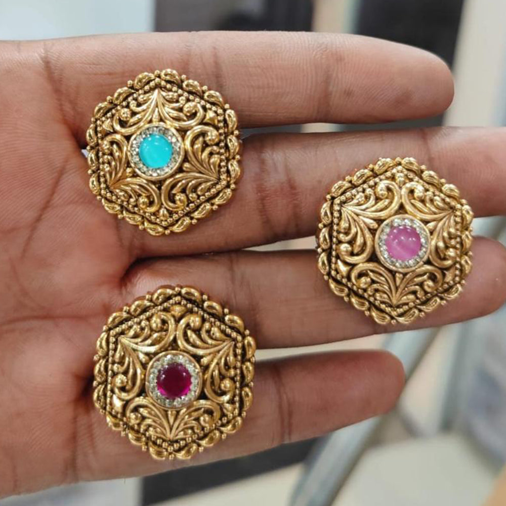 Ridhi Art Jewellery Traditional Pota Stone Finger Ring