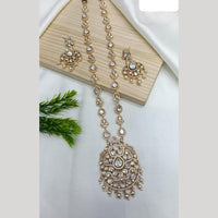 Ridhi Art Jewellery Regal Polki Kundan Stone And Pearl Designer Long Necklace Set
