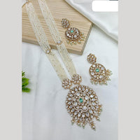 Ridhi Art Jewellery Regal Polki Kundan Stone And Pearl Designer Long Necklace Set