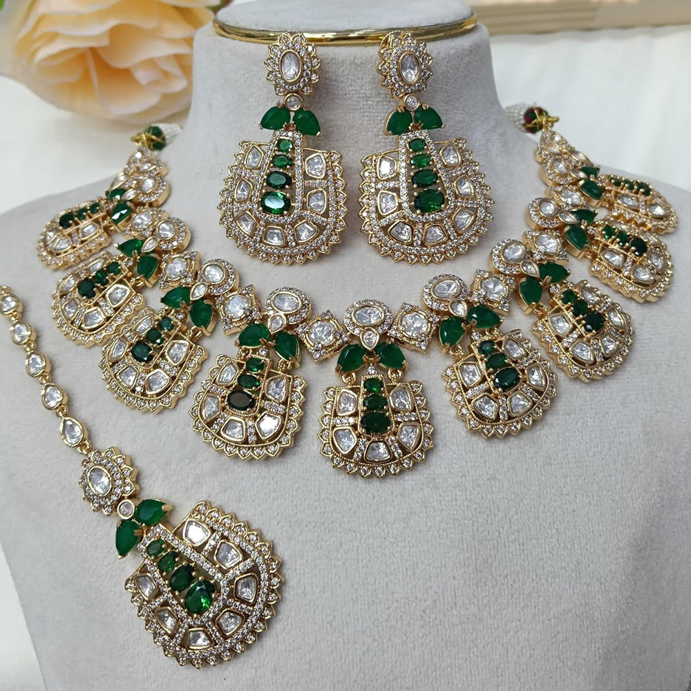 Ridhi Art Jewellery Designer Bridal Style Kundan Polki Stone Necklace Jewellery Set