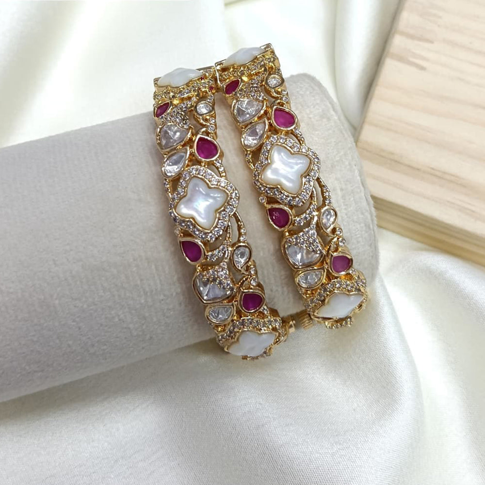Ridhi Art Jewellery Royal Polki Kundan Stone Openable Bangles Set