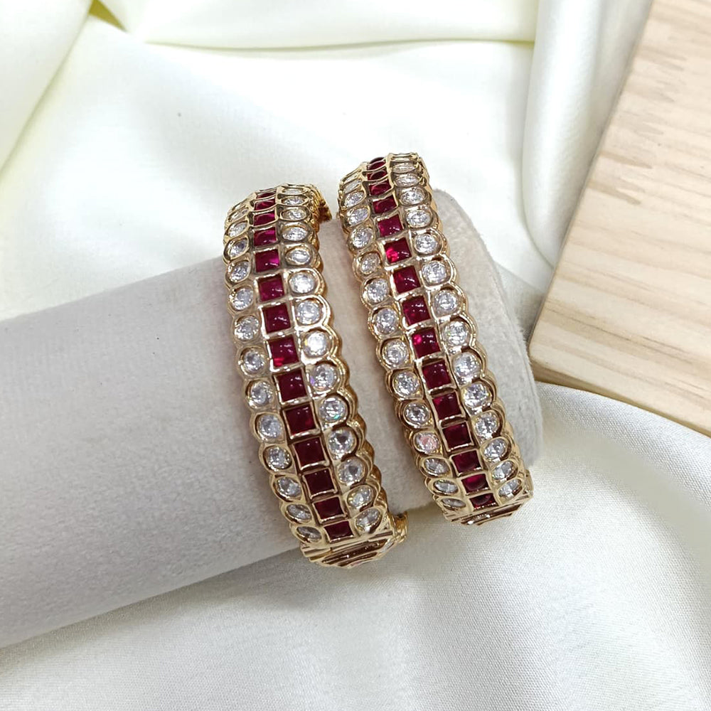 Ridhi Art Jewellery Royal Polki Kundan Stone Openable Bangles Set