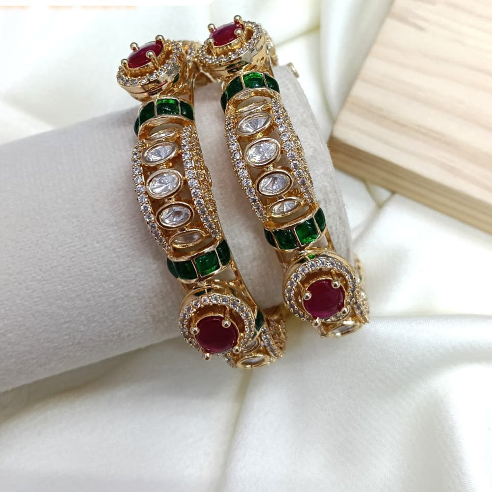 Ridhi Art Jewellery Royal Polki Kundan Stone Openable Bangles Set