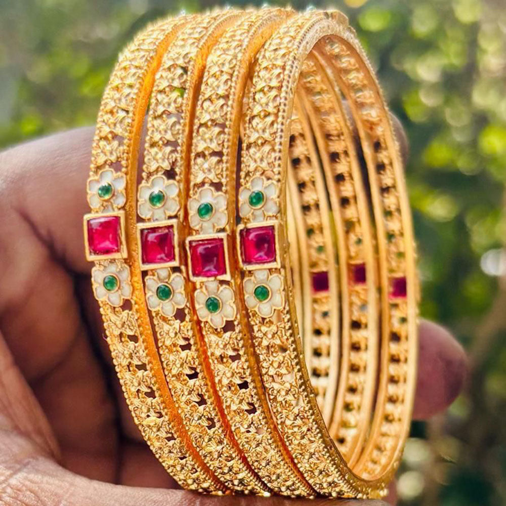 Royal Art Premium Finish Pota Stone And Meenakari Festive Bangles Set