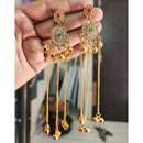 Rekha Gold Royal Pota Stone And Ghungroo Kashmiri Dangler Earrings (Pack of 12)