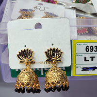 Rekha Gold Royal Lotus Meenakari And Pearl Designer Jhumki Earrings  (Pack of 27)