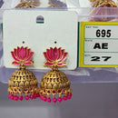 Rekha Gold Royal Lotus Meenakari And Pearl Designer Jhumki Earrings  (Pack of 27)