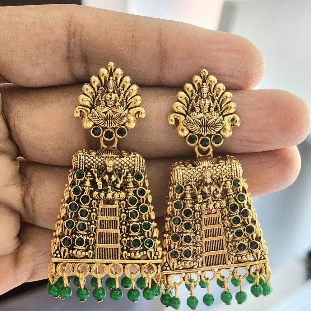 Rekha Gold Pota Stone And Pearl Temple Designer Dangler Earrings (Pack of 24)