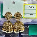 Rekha Gold Austrian Stone And Pearl Temple Designer Jhumki Earrings (Pack of 24)
