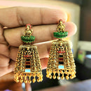 Rekha Gold Pota Stone And Pearl Temple Meenakari Designer Dangler Earrings (Pack of 24)