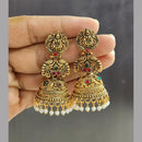 Rekha Gold Pota Stone And Pearl Temple Meenakari Designer Dangler Earrings  (Pack of 20)