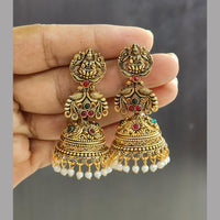 Rekha Gold Pota Stone And Pearl Temple Meenakari Designer Dangler Earrings  (Pack of 20)