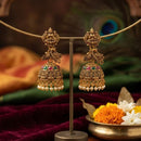 Kishi Jewels Pota Stone And Pearl South Indian Style Temple Jhumki Earrings  (Pack of 12)